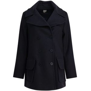 Ines de la Fressange Paris, Dames, Mantels, Blauw, Maat: L Wol,