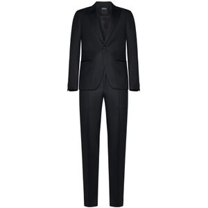 Zegna, Heren, Pakken, Zwart, Maat: 4XL Wol,