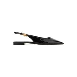 Versace Zwarte leren ballerinas , Black , Dames , Maat: 39 EU