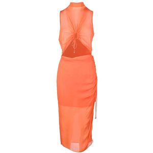 Patrizia Pepe, Dames, Jurken, Oranje, Maat: 2XS Viscose,