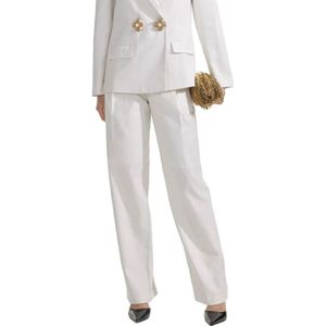 Self Portrait, Dames, Broeken, Wit, Maat: 2XS Linnen,