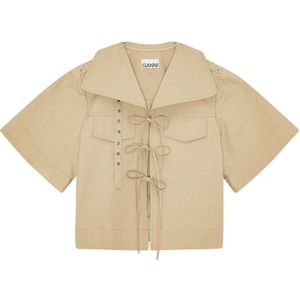 Ganni, Dames, Jassen, Beige, Maat: L Katoen,