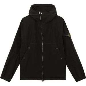 Stone Island, Heren, Jassen, Zwart, Maat: M Polyamide,
