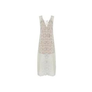 Twinset Witte Jurk Bloemendesign , White , Dames , Maat: L