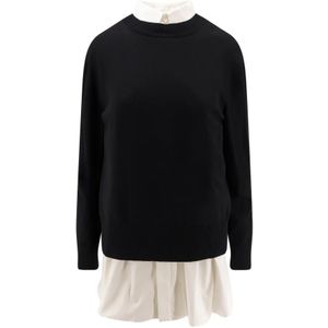 Sacai, Dames, Sweatshirts & Hoodies, Zwart, Maat: S Katoen,