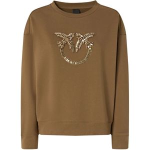 Pinko, Dames, Sweatshirts & Hoodies, Bruin, Maat: S Katoen,