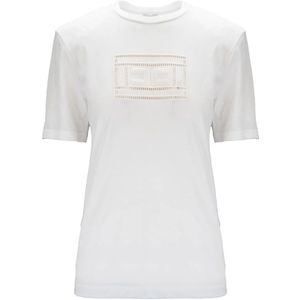 Elisabetta Franchi, Dames, Tops, Wit, Maat: XS Katoen,