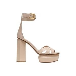 Balmain Platform Pumps met Geometrisch Ontwerp , Beige , Dames , Maat: 39 EU