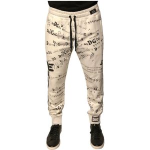 Dolce & Gabbana - Jogger Pants - Wit - AllOver Logo Print