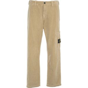 Stone Island, Heren, Broeken, Beige, Maat: W32 Katoen,