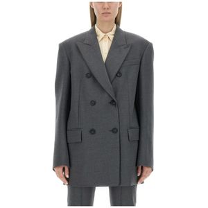 Sportmax, Dames, Jassen, Grijs, Maat: S Wol,