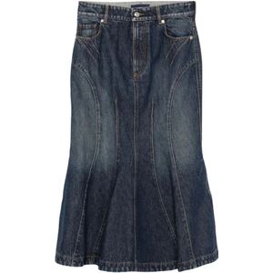 Sportmax, Dames, Rokken, Blauw, Maat: S Denim,