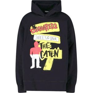 Dsquared2, Heren, Sweatshirts & Hoodies, Zwart, Maat: XS Katoen,