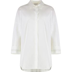 Peserico, Dames, Blouses & Shirts, Wit, Maat: M Katoen,