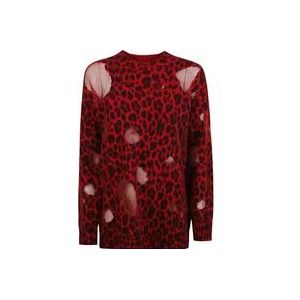 Versace Intarsia Print Gebreide Trui , Red , Dames , Maat: XS