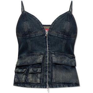 Diesel, Dames, Tops, Blauw, Maat: L Denim,