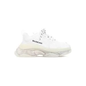 Balenciaga Witte Textiel Sneakers Transparante Zool , Beige , Dames , Maat: 40 EU