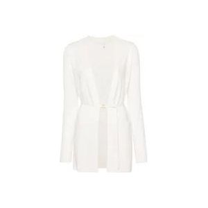 Chloé Ivoorwitte Wollen Vest met Geribbelde Randen en Bijpassende Riem , White , Dames , Maat: M