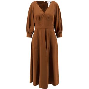 Max Mara, Dames, Jurken, Bruin, Maat: L Katoen,
