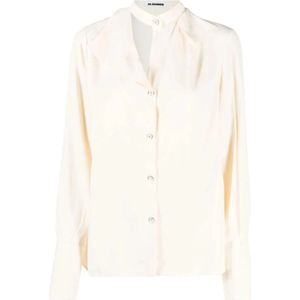 Jil Sander, Dames, Blouses & Shirts, Beige, Maat: S Viscose,