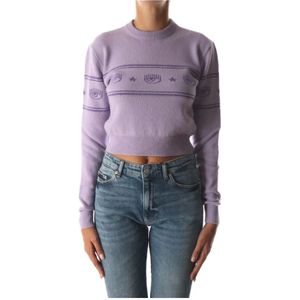 Chiara Ferragni Collection, Dames, Truien, Paars, Maat: M Wol,