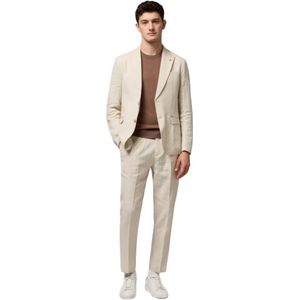 Gianni Lupo, Heren, Pakken, Beige, Maat: S Linnen,