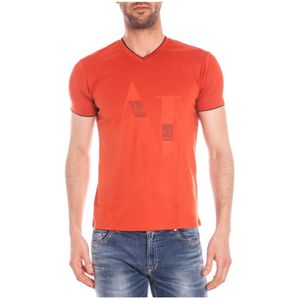 Armani Jeans, Heren, Tops, Oranje, Maat: 2XL Katoen,