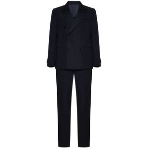 Lardini, Heren, Pakken, Blauw, Maat: S Wol,