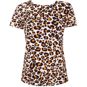 Patrizia Pepe - T-shirt - Bruin - Dierenprint - Katoen