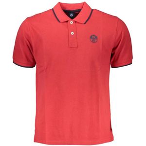 Poloshirt - Rood - Katoen - Korte Mouwen - 2 Knopen - Stijlvolle Print
