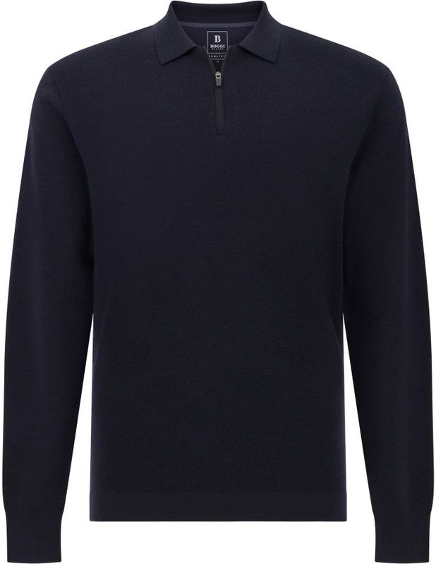 Boggi Milano - B Tech - Poloshirt - Blauw - Gebreid van Superfijne Merinowol