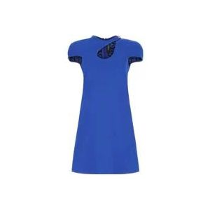 Versace Mini elektrisch stretch crêpe jurk in elektrisch blauw , Blue , Dames , Maat: XS