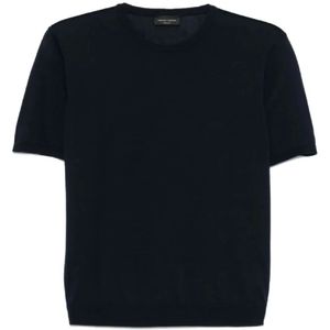 Roberto Collina, Heren, Tops, Blauw, Maat: 3XL Katoen,