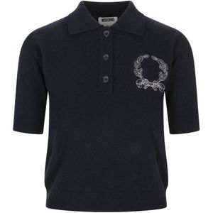 Moschino, Dames, Truien, Blauw, Maat: S Wol,