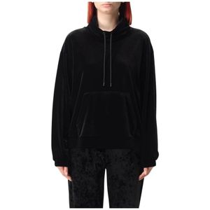 Emporio Armani, Dames, Sweatshirts & Hoodies, Zwart, Maat: XS Velours,