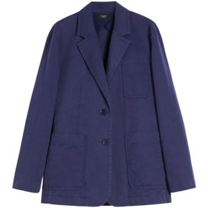 Weekend Max Mara, Dames, Jassen, Blauw, Maat: XS Katoen,