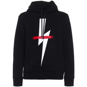 Neil Barrett, Heren, Sweatshirts & Hoodies, Zwart, Maat: XS Katoen,