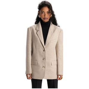 Guaja., Dames, Jassen, Beige, Maat: L Leer,