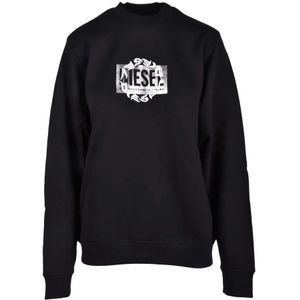 Diesel, Dames, Sweatshirts & Hoodies, Zwart, Maat: L Katoen,