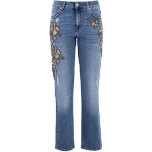 Ermanno Scervino, Dames, Jeans, Blauw, Maat: S Katoen,