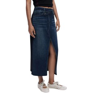 Desigual - Fal_Twisted 25Wwfd 03 - Lange Denim Rok - Blauw - Katoen