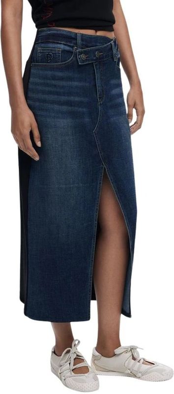 Desigual - Fal_Twisted 25Wwfd 03 - Lange Denim Rok - Blauw - Katoen