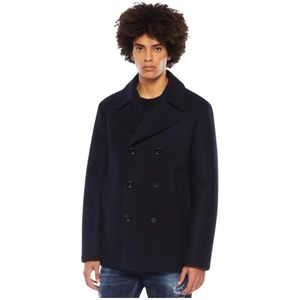 Dondup, Heren, Mantels, Blauw, Maat: XL Wol,