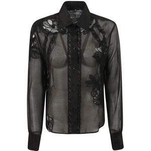 Ermanno Scervino, Dames, Blouses & Shirts, Zwart, Maat: 2XS Katoen,