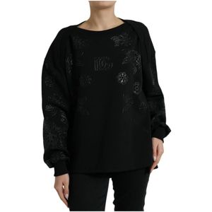 Dolce & Gabbana, Dames, Sweatshirts & Hoodies, Zwart, Maat: XS Nylon,