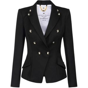 Elisabetta Franchi, Dames, Jassen, Zwart, Maat: XS Gabardine,