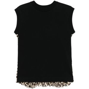 Sacai, Dames, Tops, Zwart, Maat: S Katoen,