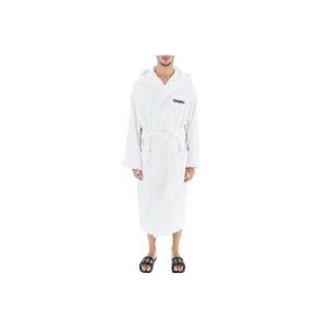 Dsquared2 Luxe badjas met capuchon en geborduurde tekst , White , Heren , Maat: M
