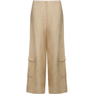 Mes Demoiselles, Dames, Broeken, Beige, Maat: S Linnen,