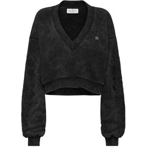 Philipp Plein, Dames, Sweatshirts & Hoodies, Zwart, Maat: S Katoen,